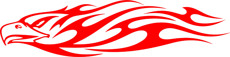 tref_06 Tribal Eagle Flames Graphic Flame Decal