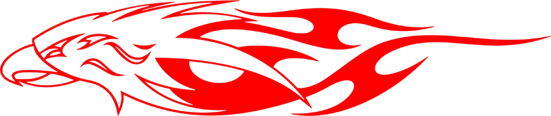 tref_15 Tribal Eagle Flames Graphic Flame Decal