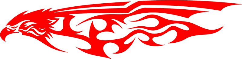 tref_18 Tribal Eagle Flames Graphic Flame Decal