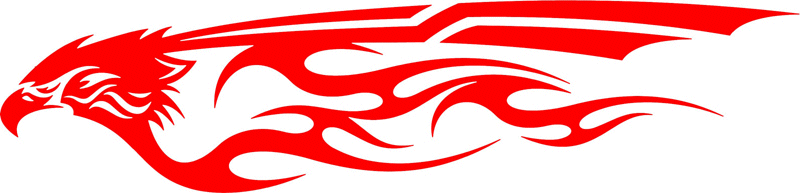 tref_19 Tribal Eagle Flames Graphic Flame Decal