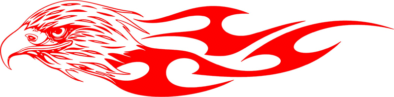 tref_24 Tribal Eagle Flames Graphic Flame Decal