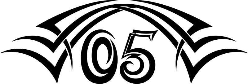 tnhood_05 Tribal Racing Numbers Graphic Flame Decal