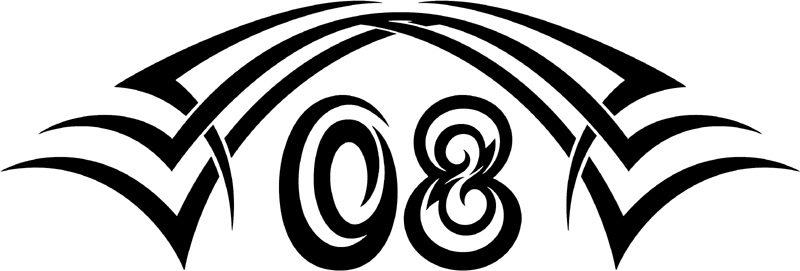 tnhood_08 Tribal Racing Numbers Graphic Flame Decal