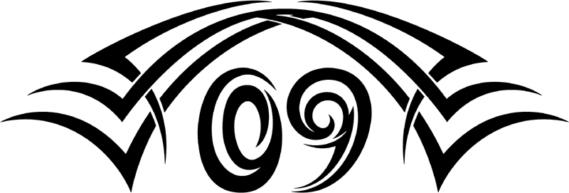 tnhood_09 Tribal Racing Numbers Graphic Flame Decal