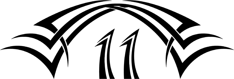 tnhood_11 Tribal Racing Numbers Graphic Flame Decal