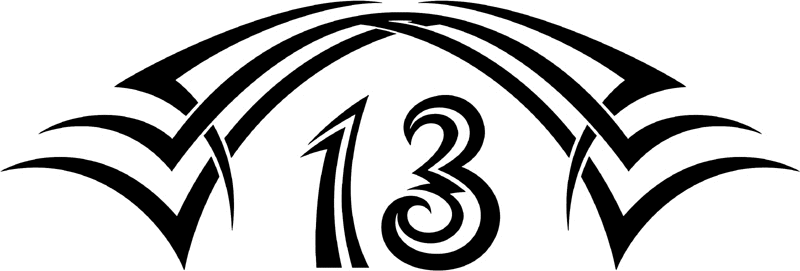 tnhood_13 Tribal Racing Numbers Graphic Flame Decal