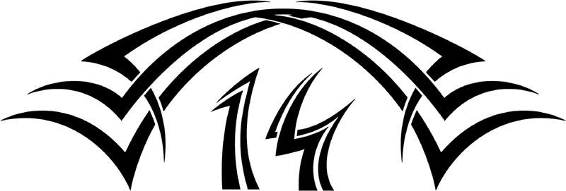 tnhood_14 Tribal Racing Numbers Graphic Flame Decal