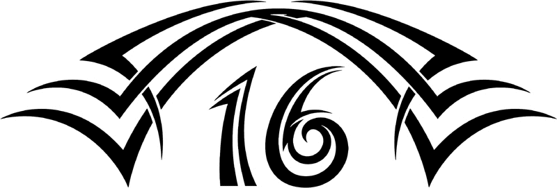 tnhood_16 Tribal Racing Numbers Graphic Flame Decal