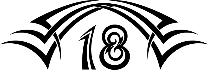 tnhood_18 Tribal Racing Numbers Graphic Flame Decal
