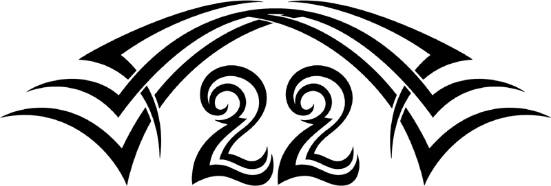 tnhood_22 Tribal Racing Numbers Graphic Flame Decal
