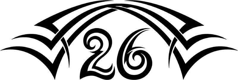 tnhood_26 Tribal Racing Numbers Graphic Flame Decal