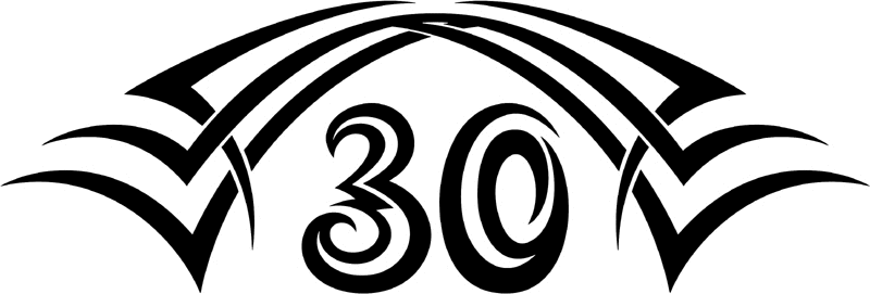 tnhood_30 Tribal Racing Numbers Graphic Flame Decal
