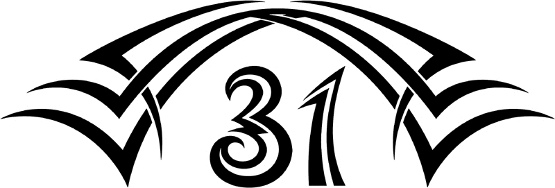 tnhood_31 Tribal Racing Numbers Graphic Flame Decal