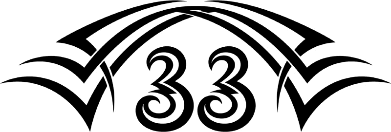 tnhood_33 Tribal Racing Numbers Graphic Flame Decal