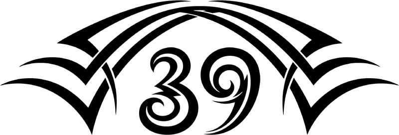 tnhood_39 Tribal Racing Numbers Graphic Flame Decal