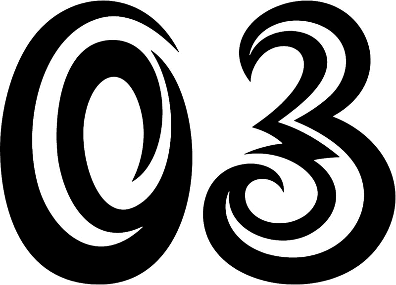 tnorigin_03 Tribal Racing Numbers Graphic Flame Decal