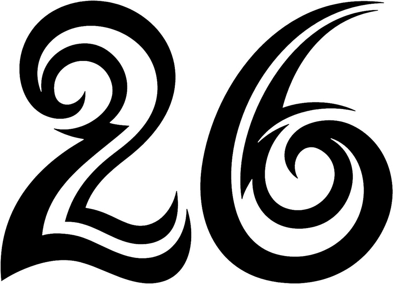 tnorigin_26 Tribal Racing Numbers Graphic Flame Decal