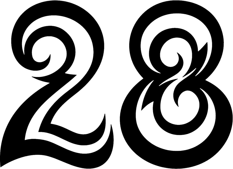 tnorigin_28 Tribal Racing Numbers Graphic Flame Decal