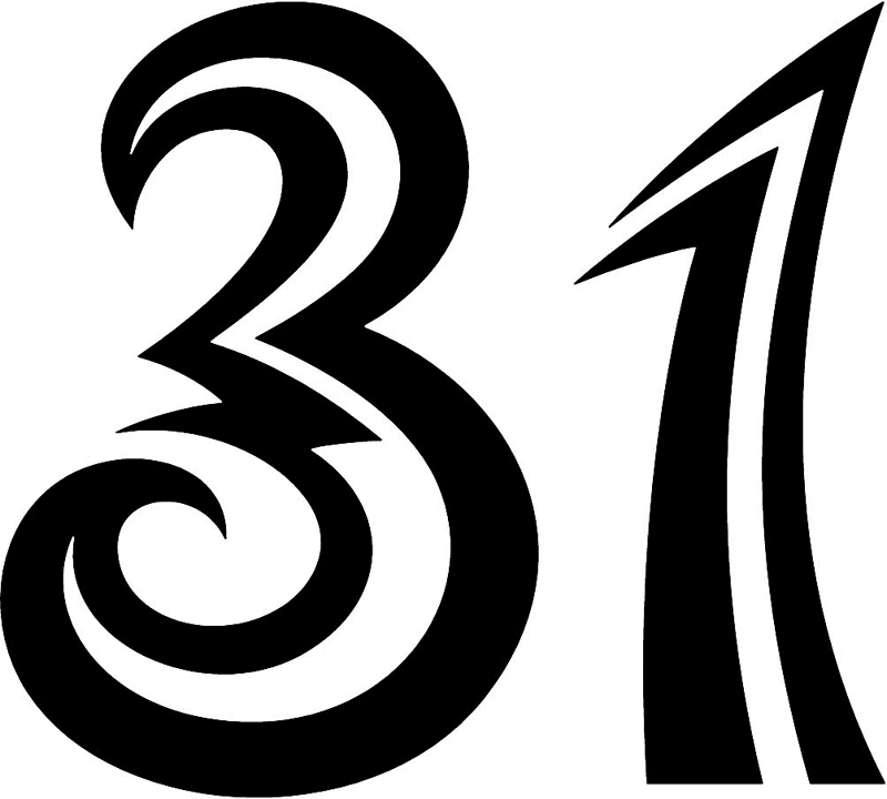 tnorigin_31 Tribal Racing Numbers Graphic Flame Decal