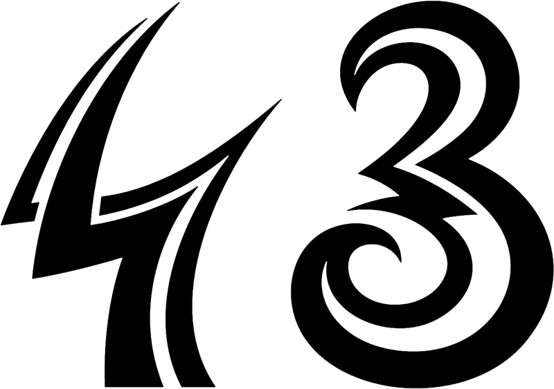 tnorigin_43 Tribal Racing Numbers Graphic Flame Decal