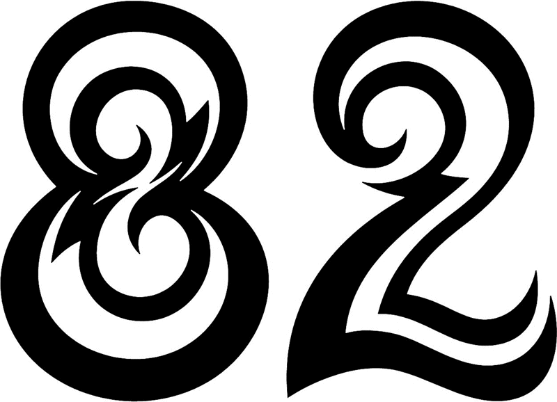 tnorigin_82 Tribal Racing Numbers Graphic Flame Decal