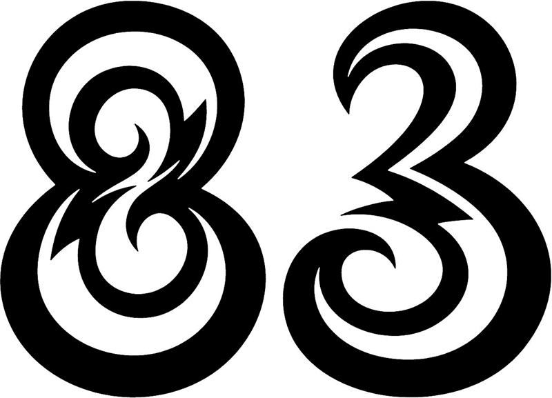 tnorigin_83 Tribal Racing Numbers Graphic Flame Decal