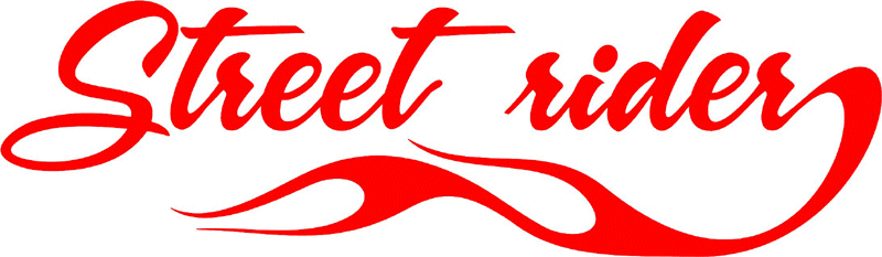 Street Rider with Flames verbage Graphic Flame Decal