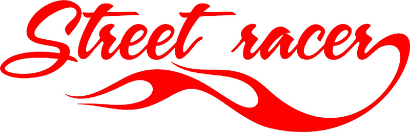 Street Racer with Flames verbage Graphic Flame Decal