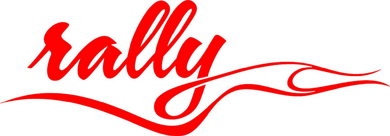 rally with Flames verbage Graphic Flame Decal