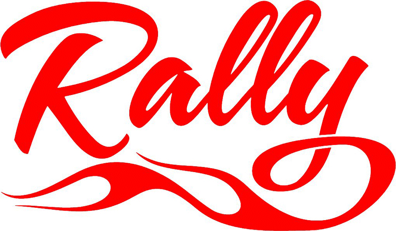 Rally with Flames verbage Graphic Flame Decal