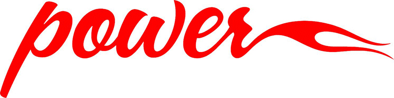 Power with Flames verbage Graphic Flame Decal