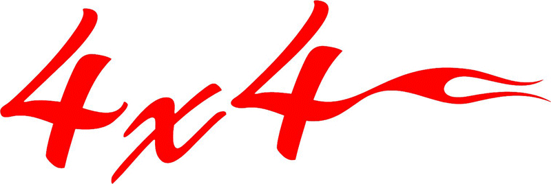 4 X 4 with Flames verbage Graphic Flame Decal