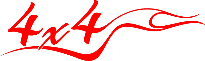 4x4 with Flames verbage Graphic Flame Decal