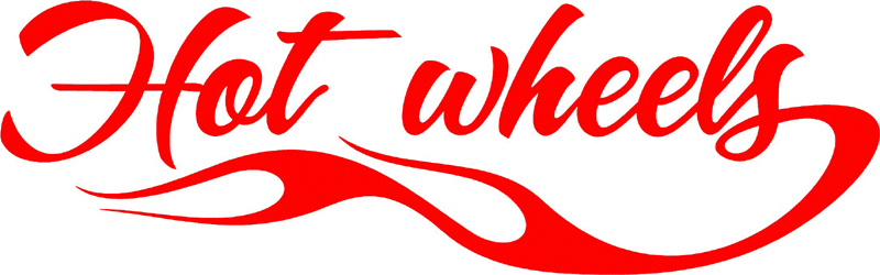 Hot Wheels with Flames verbage Graphic Flame Decal