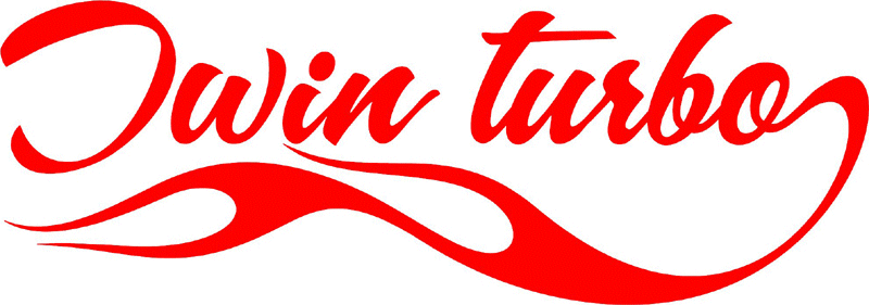 Twin turbo with Flames verbage Graphic Flame Decal