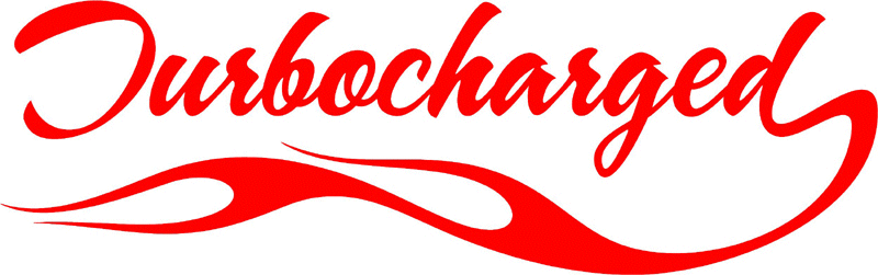 Turbocharged with Flames verbage Graphic Flame Decal