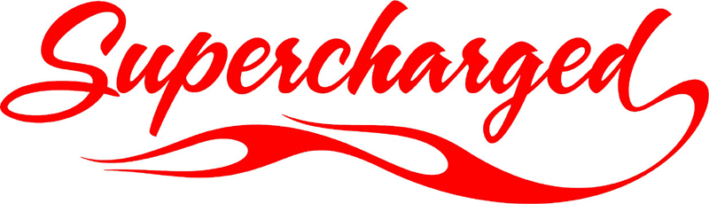 Supercharged with Flames verbage Graphic Flame Decal