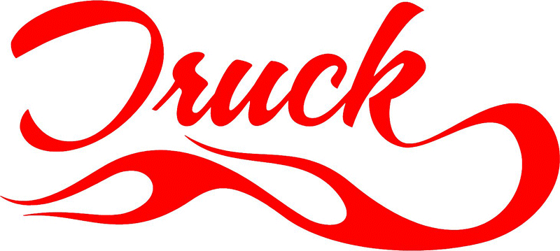 Truck with Flames verbage Graphic Flame Decal