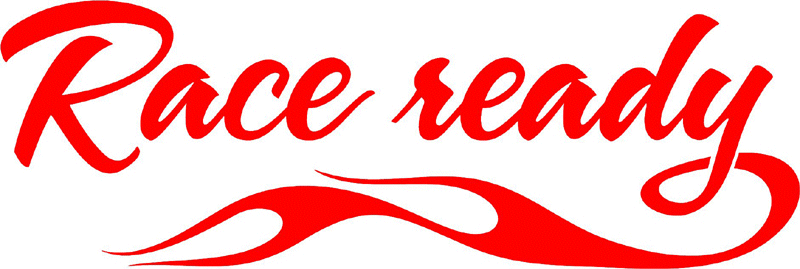 Race ready with Flames verbage Graphic Flame Decal