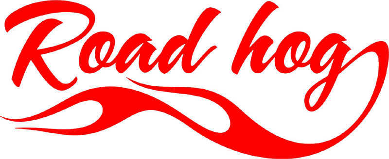 Road hog in Flames verbage Graphic Flame Decal