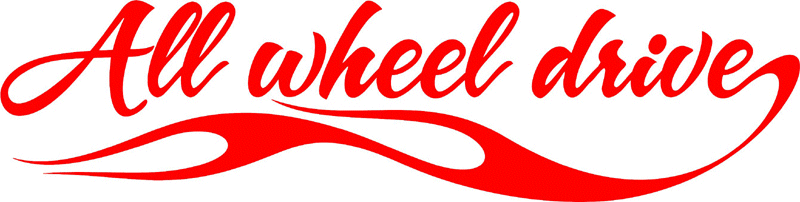 All wheel drive in Flames verbage Graphic Flame Decal