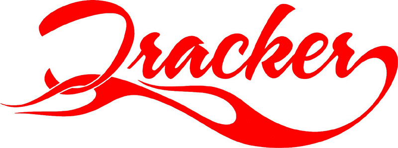 Tracker in Flames verbage Graphic Flame Decal