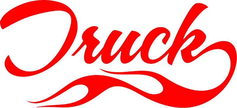 Truck in Flames verbage Graphic Flame Decal