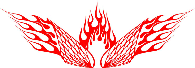 WING_00 Flames with Wings Graphic Flame Decal