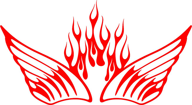 WING_01 Flames with Wings Graphic Flame Decal
