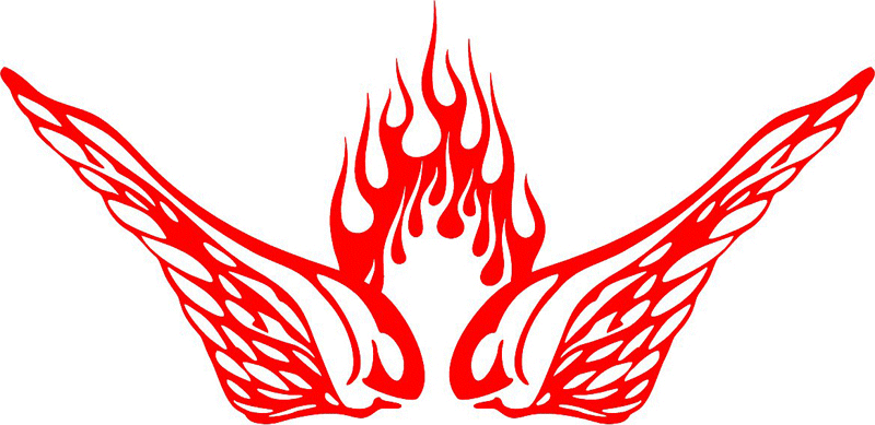 WING_03 Flames with Wings Graphic Flame Decal