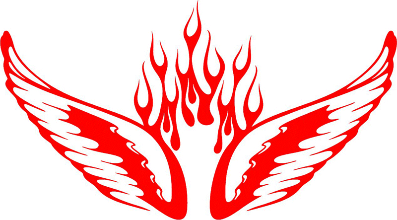 WING_04 Flames with Wings Graphic Flame Decal