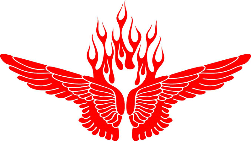 WING_05 Flames with Wings Graphic Flame Decal