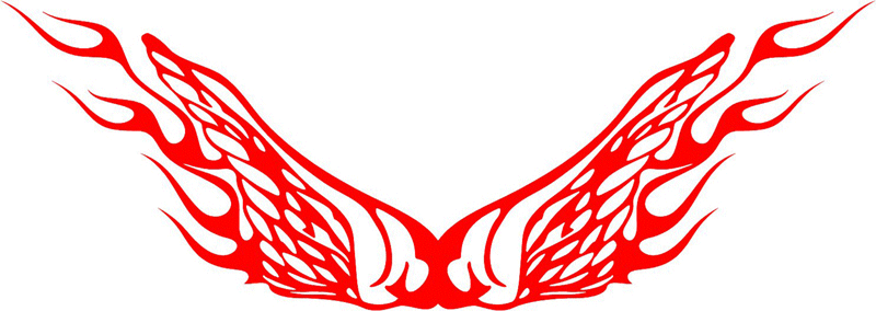 WING_06 Flames with Wings Graphic Flame Decal