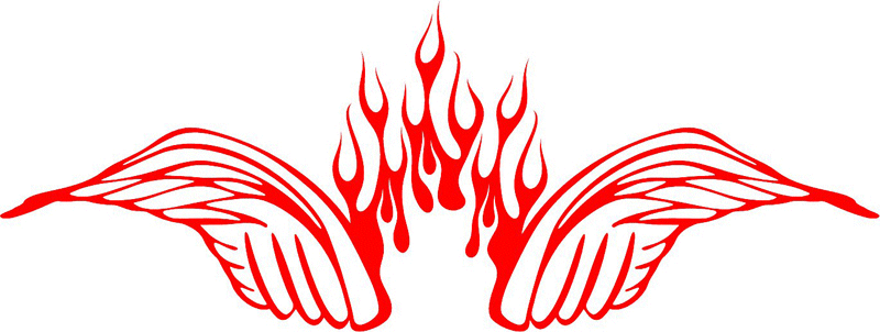 WING_07 Flames with Wings Graphic Flame Decal